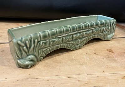 Wade England grün glasierte Backsteinbrücke Vintage Pflanzgefäß Posy Trog 871653