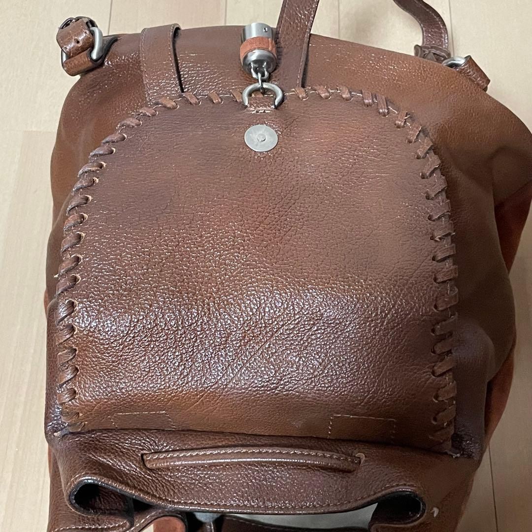 Marella Suede Leather Drawstring Backpack Brown - image 5