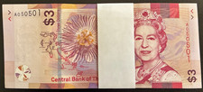 BAHAMAS 3 Dollars P-78 2000 (2019) x 10 Pcs Lot Bundle BOAT Queen UNC BANK NOTE
