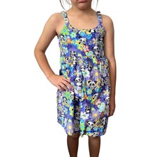 Asian Anime Panda Muumuu Dress Girls 6X taj of Honolulu Purple