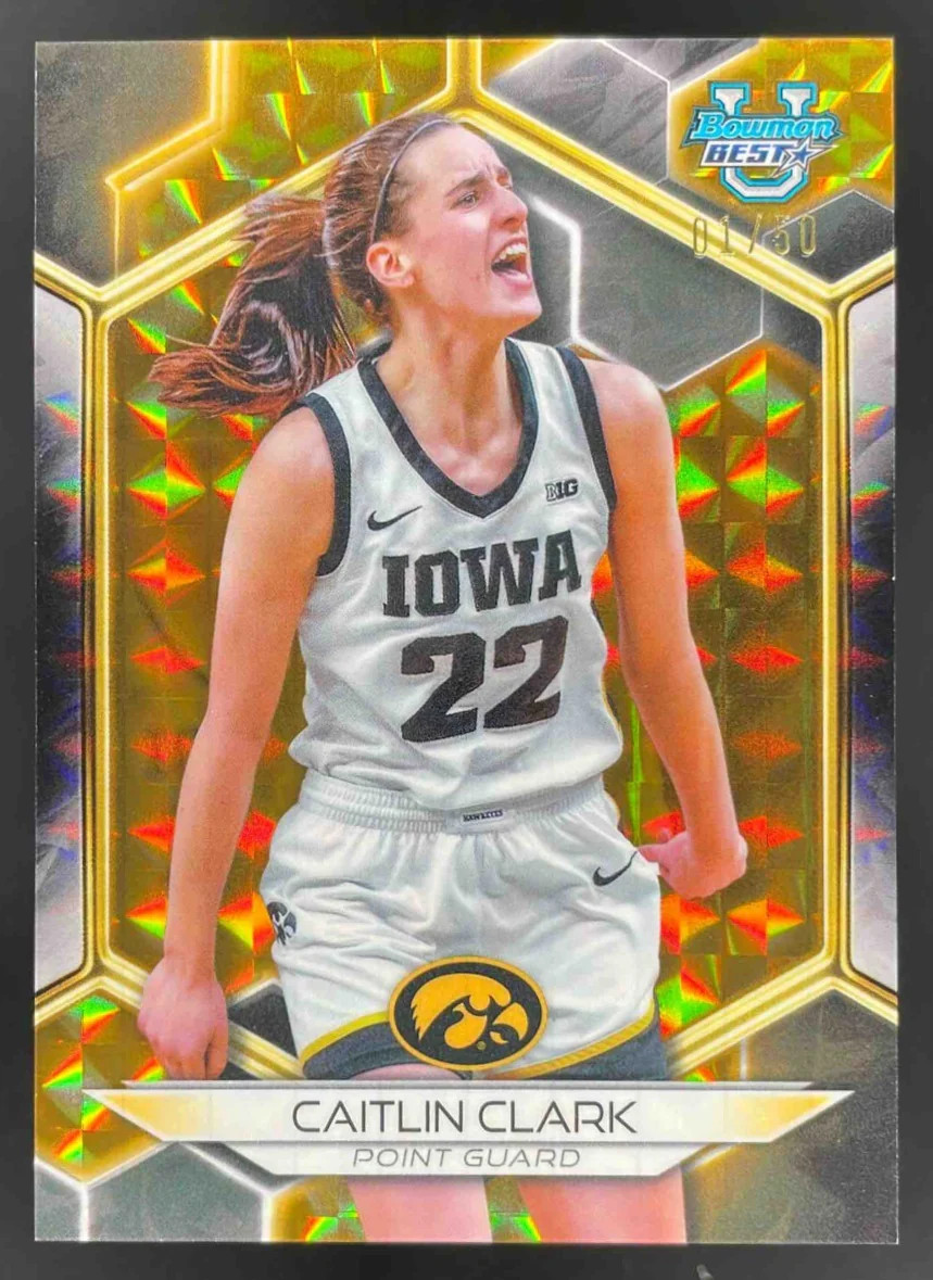 2023-24 Bowman Best University Geometric Gold Refractor #30 Caitlin Clark /50