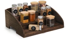 WRINGKIT 3-Tiered Step Countertop Spice Seasoning Storage Holder Kitchen Rustic