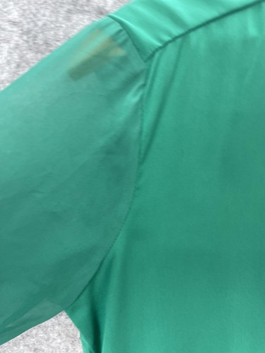 Free People Shirt Womens XS Green Sheer Button Front Blouse High Low Hem - Afbeelding 5 van 12