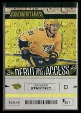 2023-24 UD Credentials - Debut Ticket Access Spencer Stastney #118 Yellow (RC)