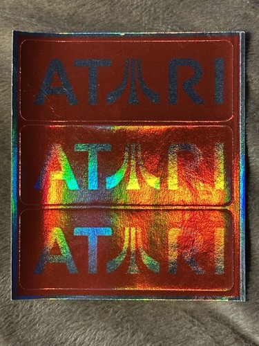 Atari 3ds Sticker VINTAGE ATARI SILVER & RED FOIL LOGO 1x3