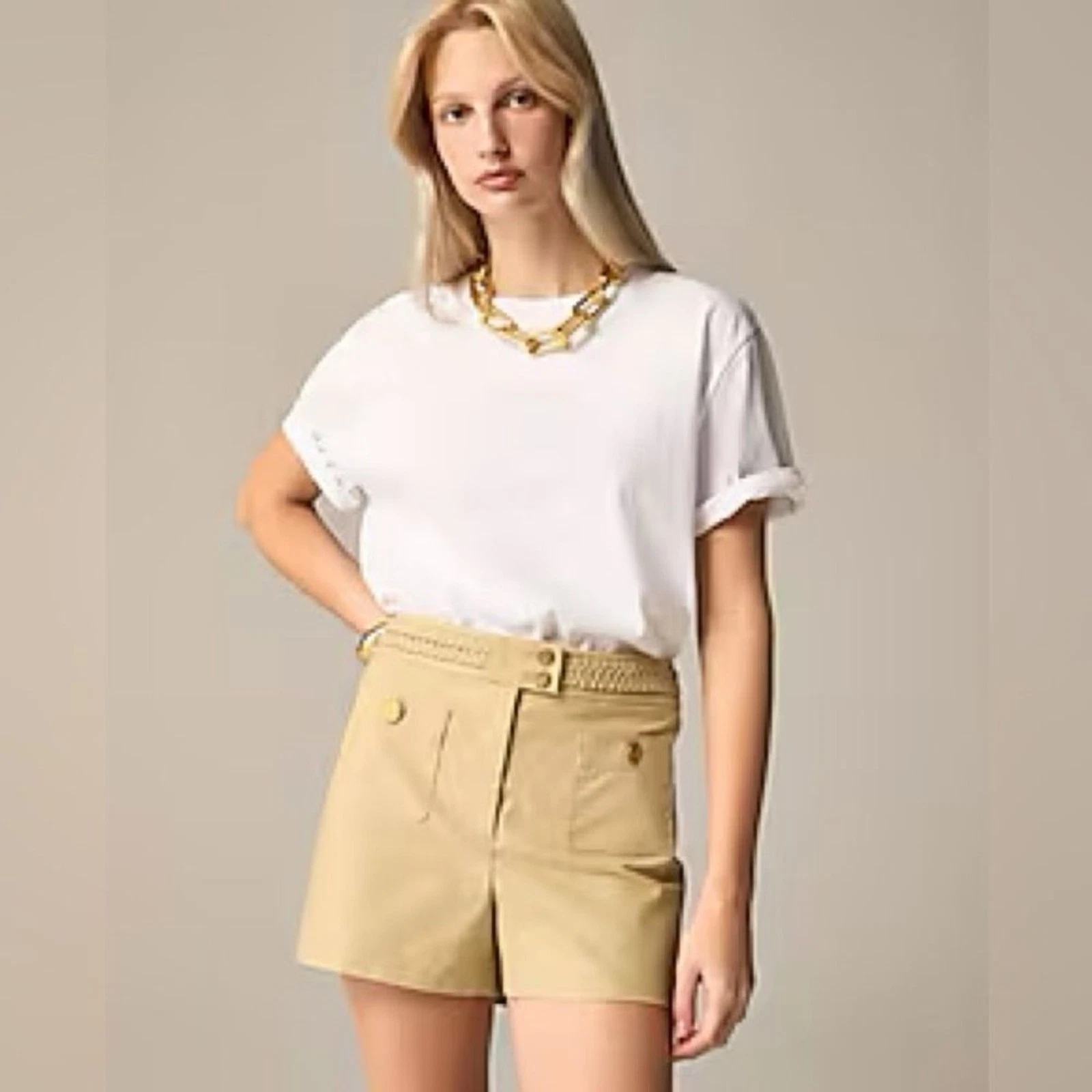 J Crew Women’s Cotton-blend mini short with braided trim in khaki Size 10 NWOT
Opens in a new window