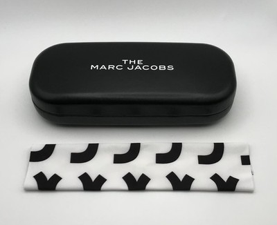 New Authentic Marc Jacobs Small Glasses Black Hard Case White Cleaning Cloth