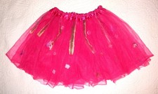 Pink Tutu Skirt Girls Size 5 Small 3 Chiffon Layers w/ Flowers Dance Costume