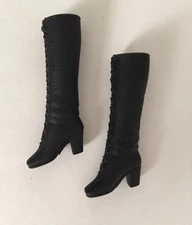 Vintage Barbie: Squishy Black Knee-High Mod Lace Up Boots Mattel 1994