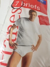 2006 Hanes Men's White Briefs Underwear 7 Value Pack Size 36" Vintage NIP