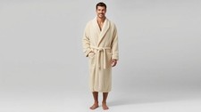 Unisex Terry Cotton Bathrobe Soft Absorbent Towel Robe Home Spa Wear