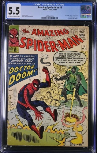Amazing Spider-Man #5 CGC FN- 5.5 Doctor Doom Appearance! Steve Ditko!