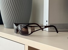 GIVENCHY SGV 597S COL Z90S vintage rectangle slim sunglasses brown frame