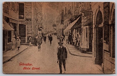 Vintage Main Street Gibraltar Postcard Beanland Malin Sepia Divided Back D229