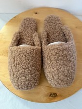 Alfani Shearling Slide Slippers  Toffee Latte tan Size M 7/8  Brand New
