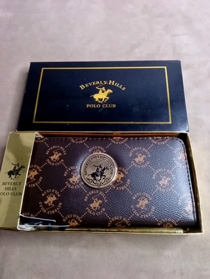 BEVERLY HILLS POLO CLUB Women s Clutch Wallet Brown w/Gold 7.5'' - NEW