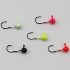 100pcs Painted Round Jig Heads Fishing Hook Crappie Bass Lures Bait 1/64 1/32 oz