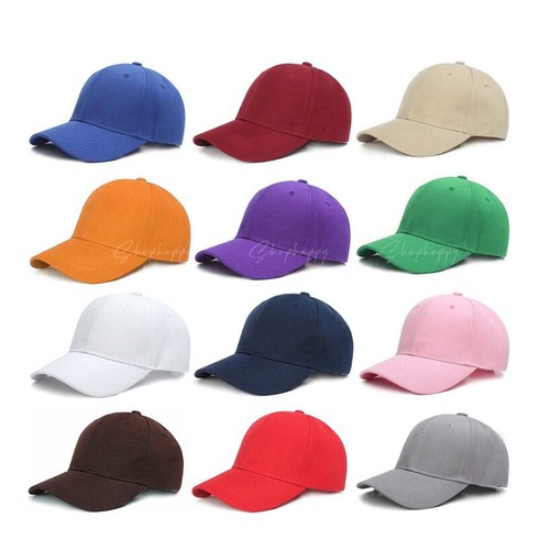 WHOLESALE 12 pieces Classic Plain Baseball Cap Hat Adjustable Size Solid Color - Picture 3 of 25