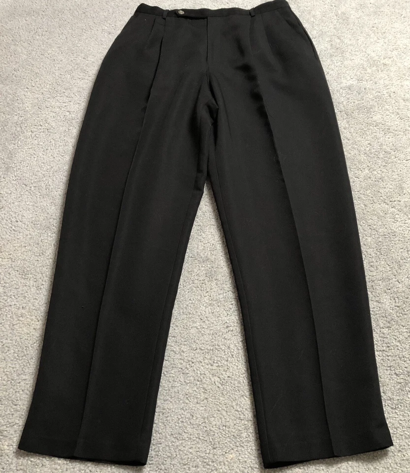 Pantalones de vestir para mujer Crazy Horse talla 14 negros mezcla de rayón plisados delanteros cónicos Foto 2 de 4