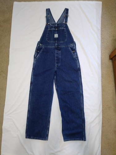 Vtg Lee Dungarees Overalls Riveted Denim - Large