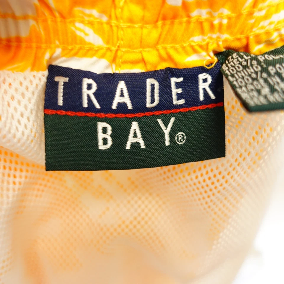 Trader Bay Shorts Mens XL Tropical Swim Trunks Orange Elastic Waist Boho Beach - Image 2 of 4