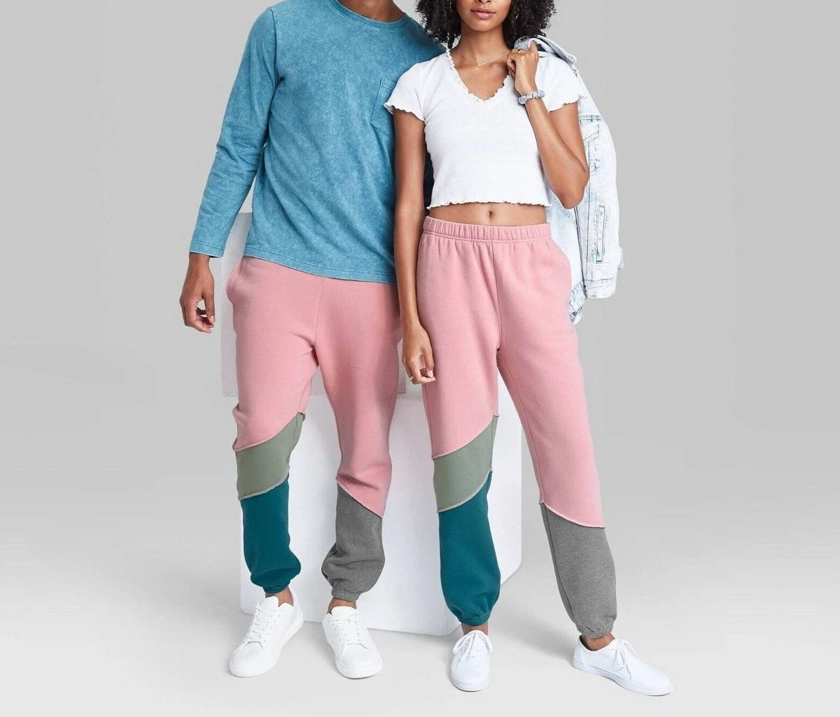 WILD FABLE Gender Neutral Unisex Oversized Color-block Sweatpants - #J077P