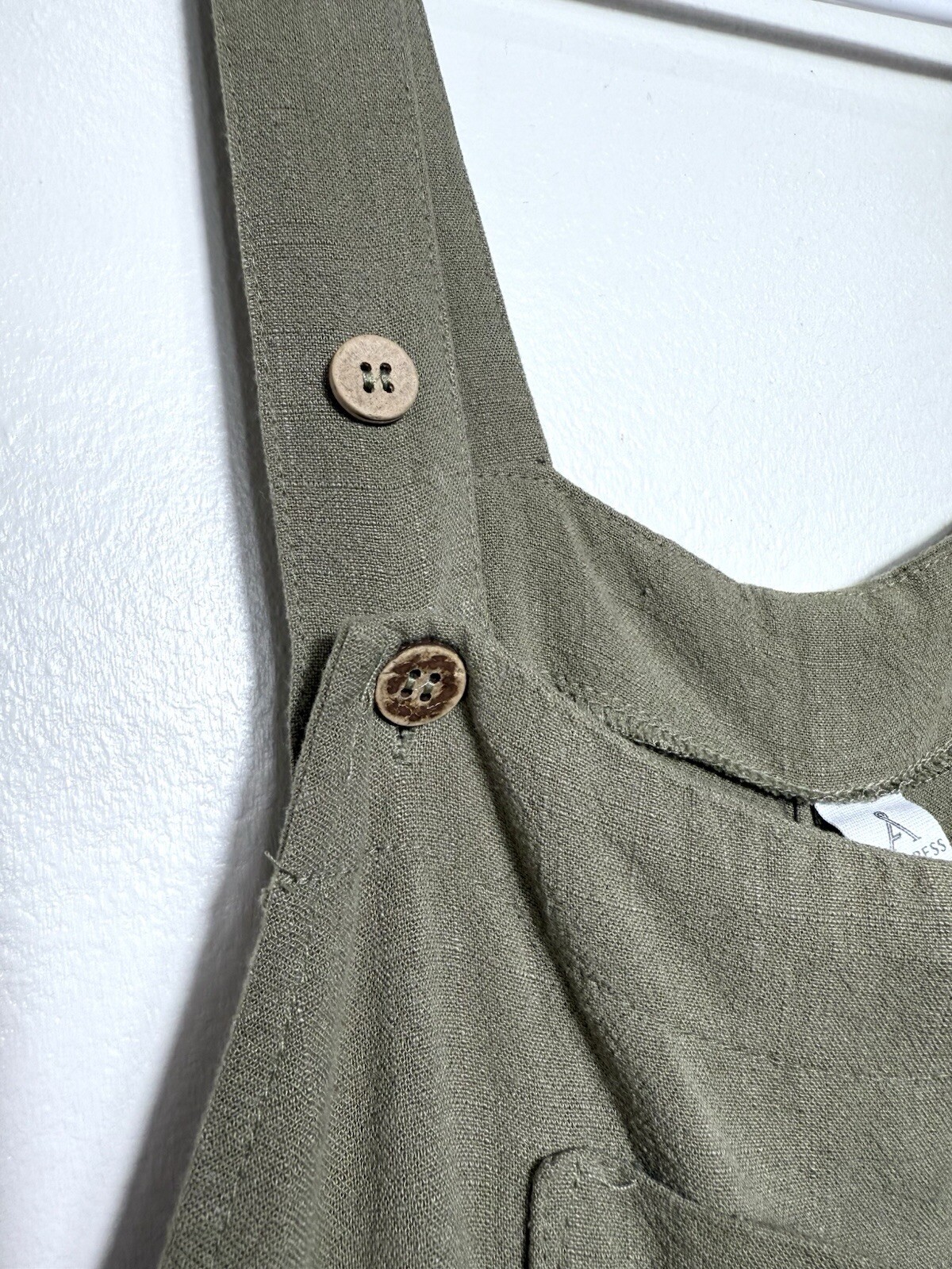 ANRABESS Women Casual Green Linen Jumpsuit Adjustable Short Overall Romper Sz L 