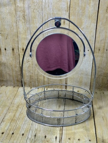 Espejo de maquillaje para tocador con cesta ovalada doble cara aumento de 5x - Imagen 3 de 4