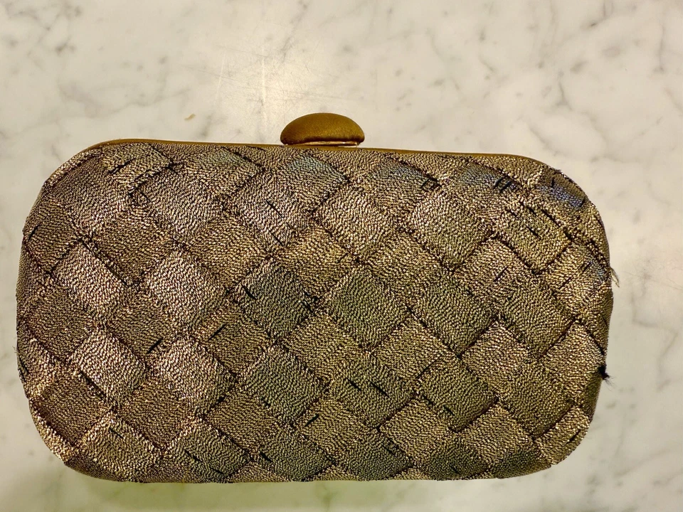 Bolso de Mano BOTTEGA VENETA Y2K Vintage Intrecciato Tejido Nudo, Metálico Dorado/Bronce