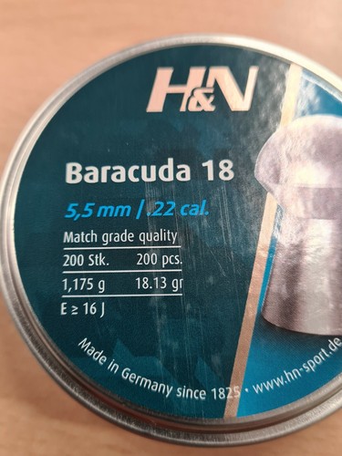 NEW H&N Baracuda 18 .22 5.52 mm Air Rifle Gun Pellets 200 18.13 gr Target 5.5 mm - Picture 1 of 5