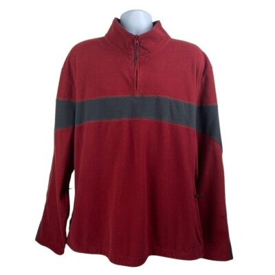 Tek Gear Quarter Zip Fleece Shirt Jacket Men's XXL Burgundy Gray Zip Pockets