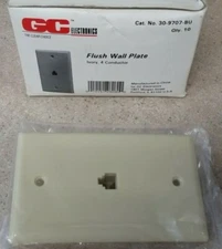 Lot (14)  GC Electronics 30-9707 Ivory 4 Conductor Telephone Flush Wall Plate