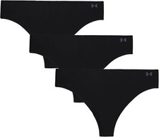 Under Armour Women 3 Pack UA Pure Stretch Thong Cool Dry Underwear Size XL Black