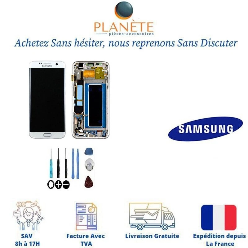 Original Ecran LCD Complet Blanc Sur Châssis Pour Samsung Galaxy S7 edge G935F - Photo 1/1