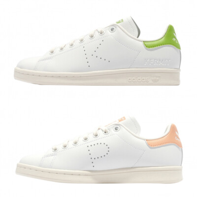 Adidas Stan Smith x Disney Kermit and Miss Piggy White Green Pink
