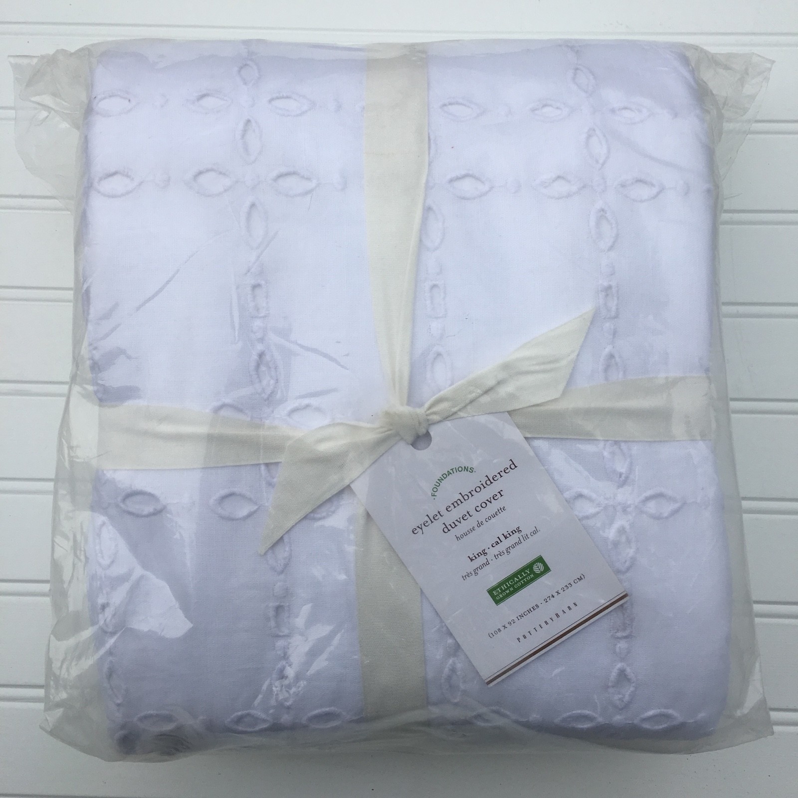 New Pottery Barn Eyelet Embroidered Duvet Cover King White Nwt