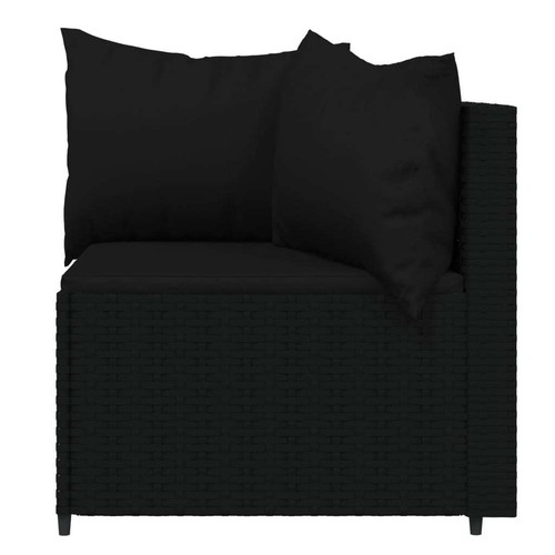 3-tlg. Garten-Lounge-Set mit Kissen Schwarz Poly Rattan - Bild 5 von 11