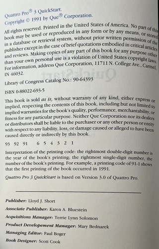 VTG 1991 QUATTRO PRO 3 QuickStart The Step By Step Approach Manual - Picture 5 of 15