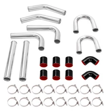 Universal 2.5" Aluminum Silicone Turbo Intercooler Piping+Coupler + Clamp Kit