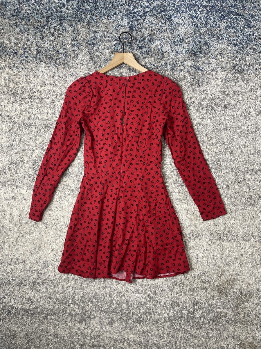 REFORMATION Red Black MILLA Button Front Sweetheart Long Sleeve Mini Dress 0 | eBay REFORMATION Red Black MILLA Button Front Sweetheart Long Sleeve Mini Dress 0 | eBay