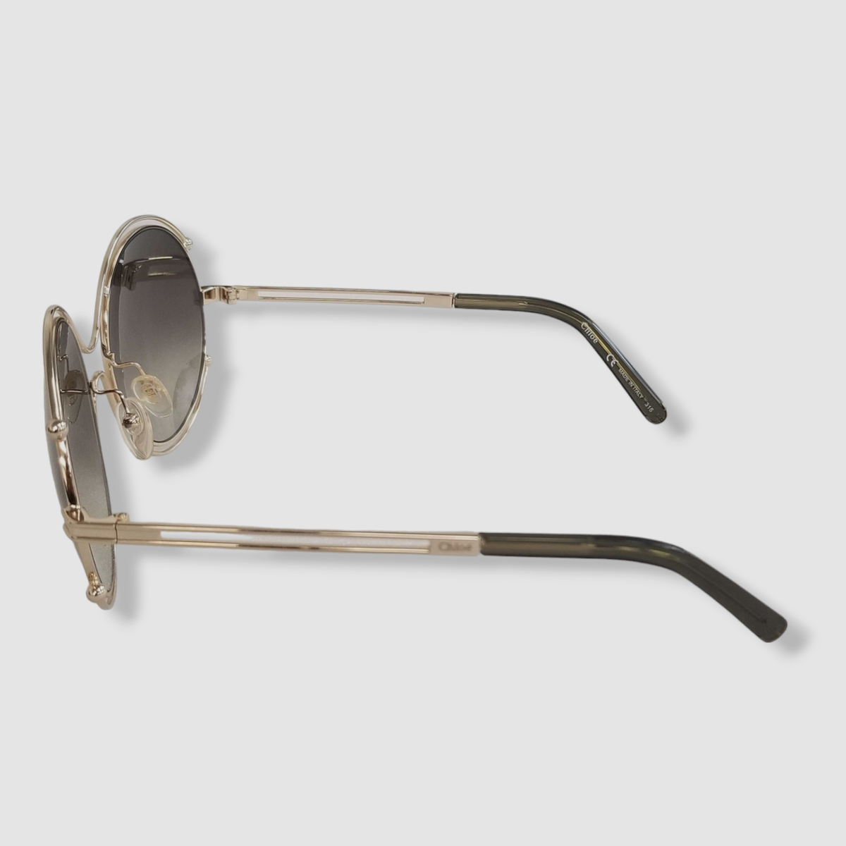 $450 Chloé CE122S 750 Women Gold Isidora Round Sunglasses 