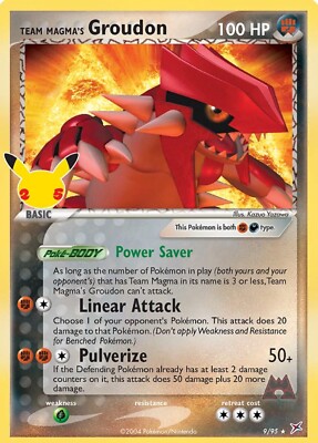 【希少】TEAM MAGMA’S Groudon マグマ団のグラードン 9/95 Team Magma's Groudon 9/95 Pokemon TCG Celebrations | eBay