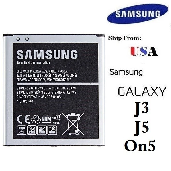 Batería de repuesto Samsung Galaxy J3 J5 ON5 Grand Prime OEM 2600 mAh EB-BG530CBE Foto 3 de 4
