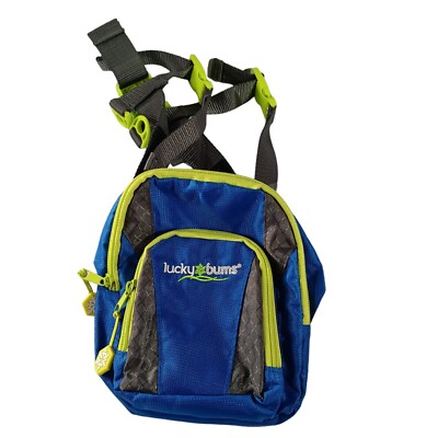 Lucky Bums Deluxe Ski Trainer Bag Blue W/ Harness Strap & Zippered Pockets Kids 