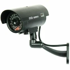 IR Bullet Fake Dummy Surveillance Security Camera CCTV & Record Light - Black