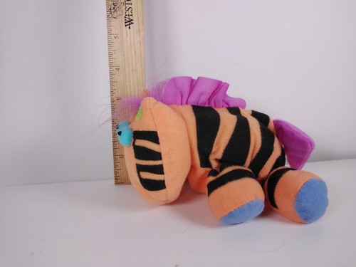 Vintage Crayola Hallmark Cards Zebra Plush Orange, Blue Eyes Stuffed Animal 4" - Picture 8 of 8