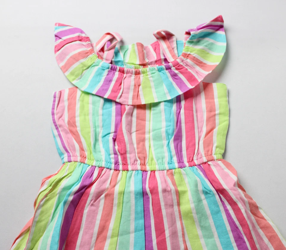 Vestido Gymboree para Niña Arco Iris Rayas Mezcla de Lino Hombro Descubierto CD4 Multi Talla 8 Foto 2 de 3