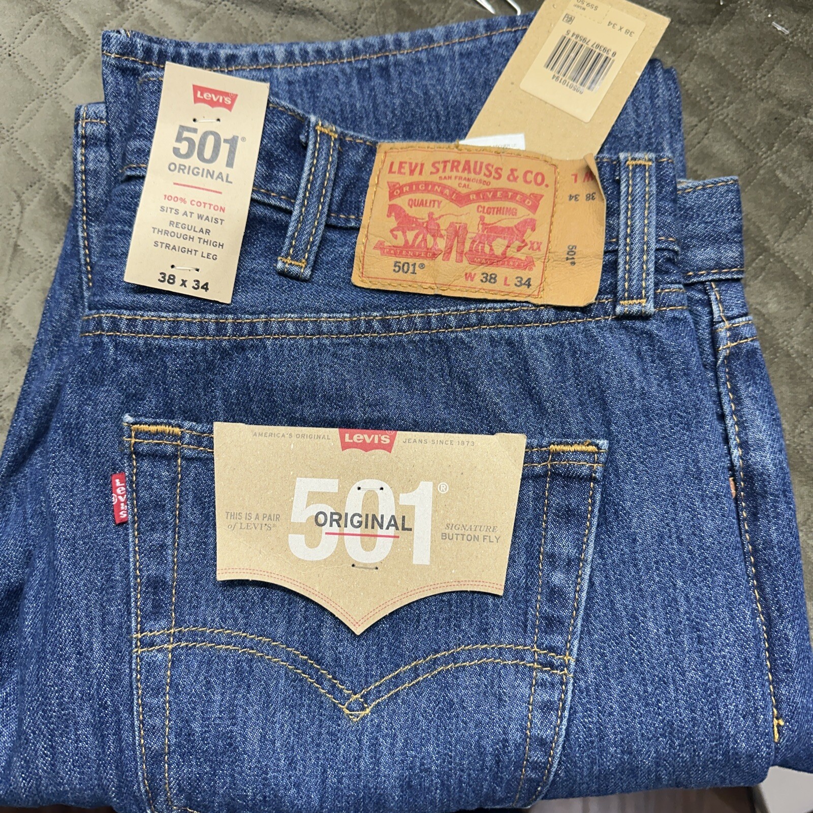 NWT Levi 501 Original Fit Denim Jeans Straight Leg Button Fly 100% ...