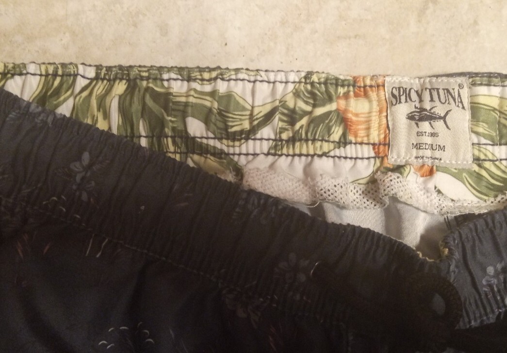 Spicy Tuna Hawaiian Swim Trunk Shorts Mens Medium Flo… Gem