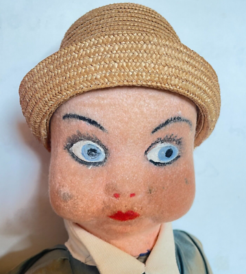 Poupées Anciennes Couple 57cm - Feutre Pressé Et Toile Rembourrée - Années 1920/30